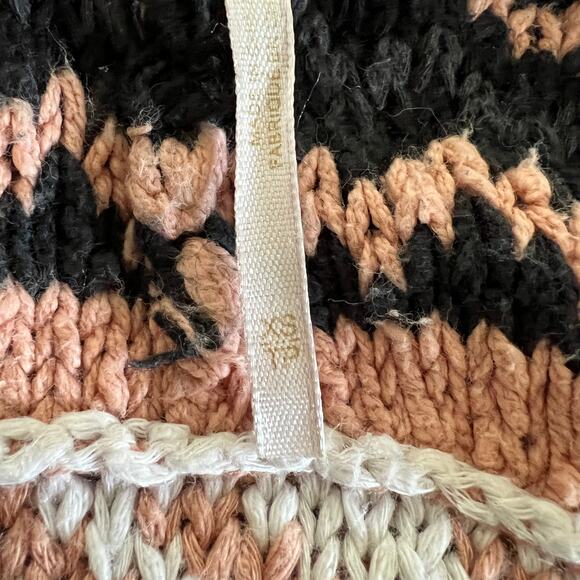 FREE PEOPLE Knit Long Cardigan Duster Sweater Peach Cream Multi Sz XS-M Boho - Picture 11 of 13